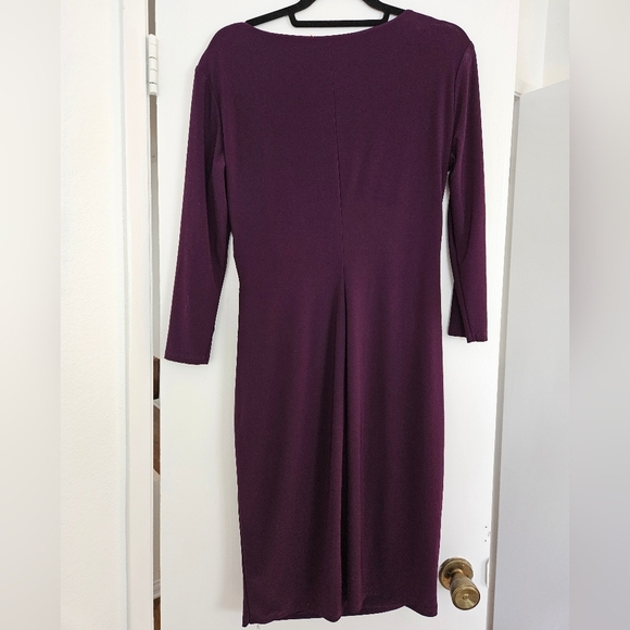 Lauren Ralph Lauren black label purple Faux Wrap Dress Womens medium stretch - Picture 2 of 3
